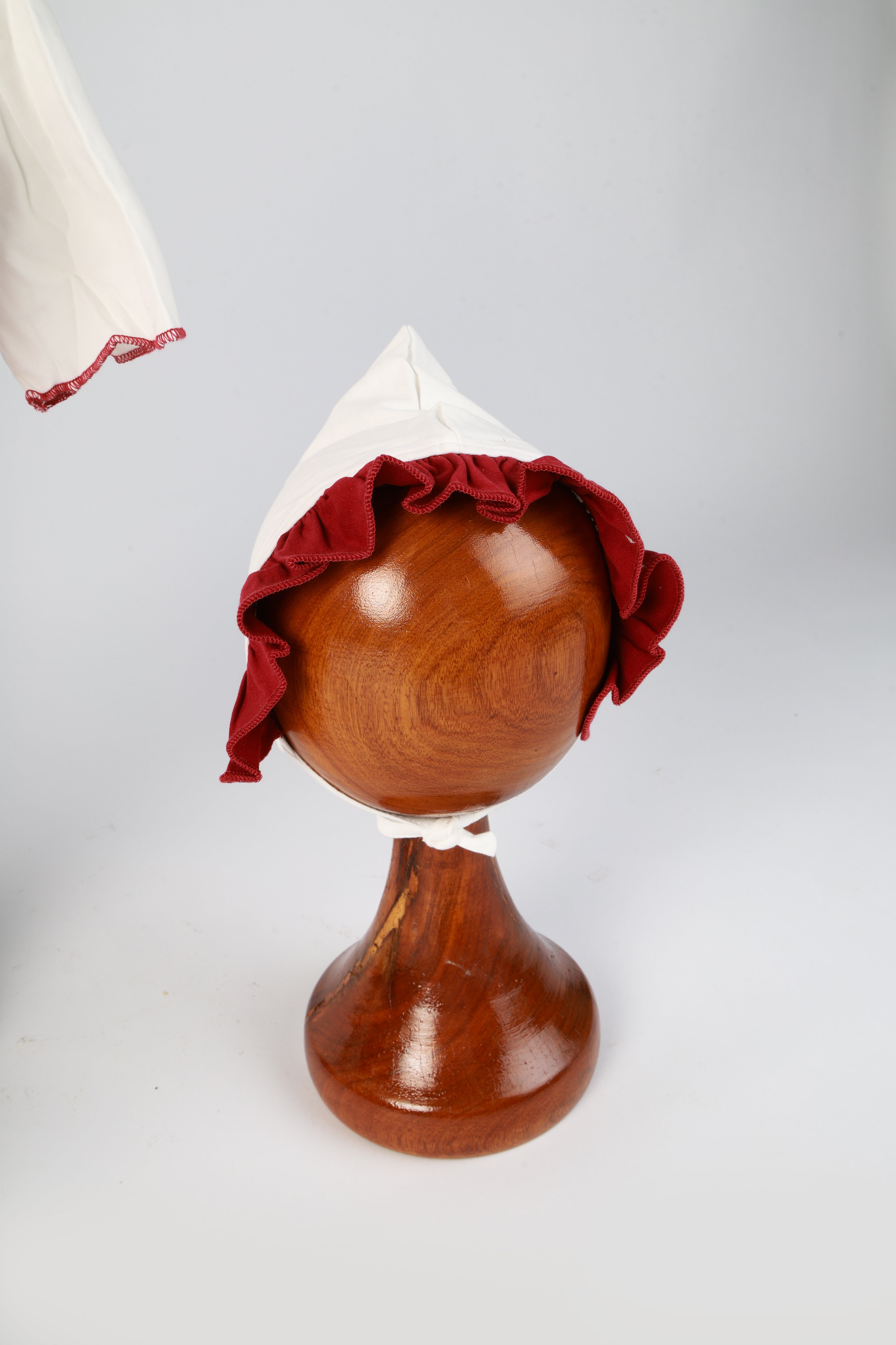 Elegant Baby Girl Photoshoot Dress – White & Red Outfit with Bonnet