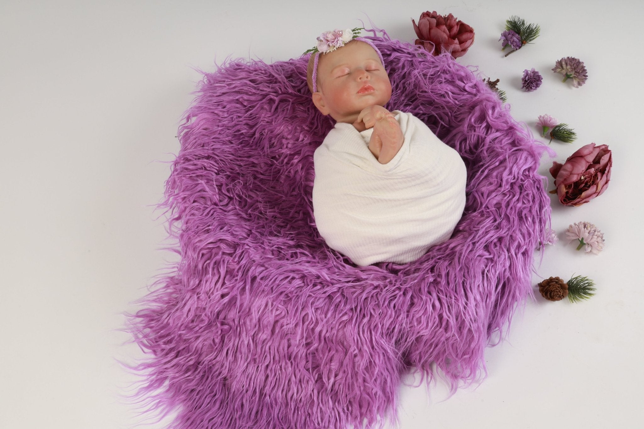 Purple Fur Baby Photography Prop | Newborn Fluffy Fur for Photoshoot | Infant Prop - Tiny Prop Store