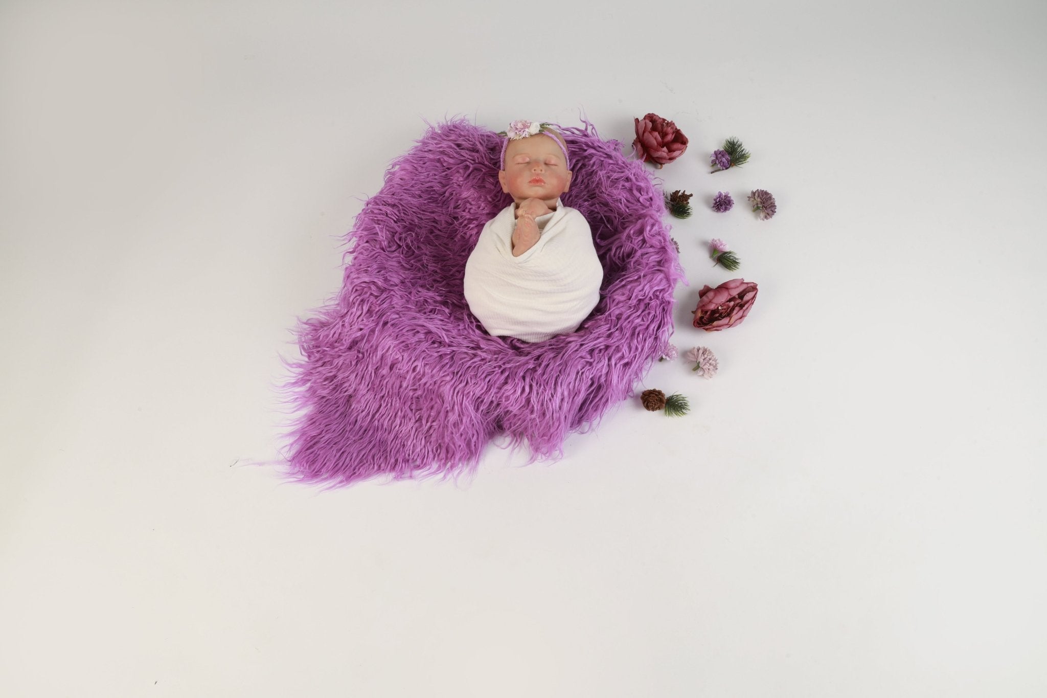 Purple Fur Baby Photography Prop | Newborn Fluffy Fur for Photoshoot | Infant Prop - Tiny Prop Store