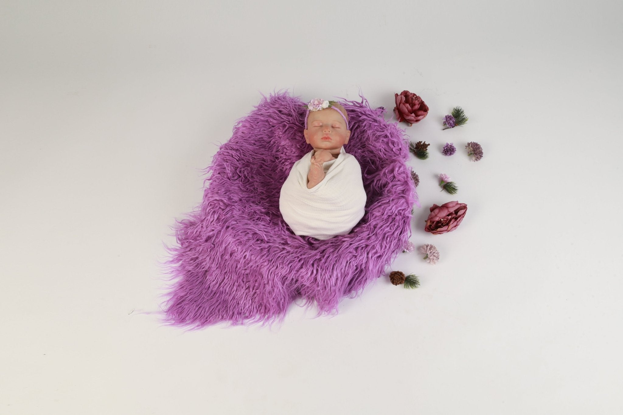 Purple Fur Baby Photography Prop | Newborn Fluffy Fur for Photoshoot | Infant Prop - Tiny Prop Store
