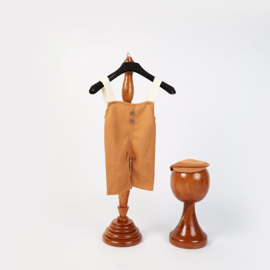 Rust Brown Newborn Photography Outfit – Baby Romper & Cap Set for 3 - 6 Months, Handmade Prop for Baby Photoshoots - Tiny Prop Store