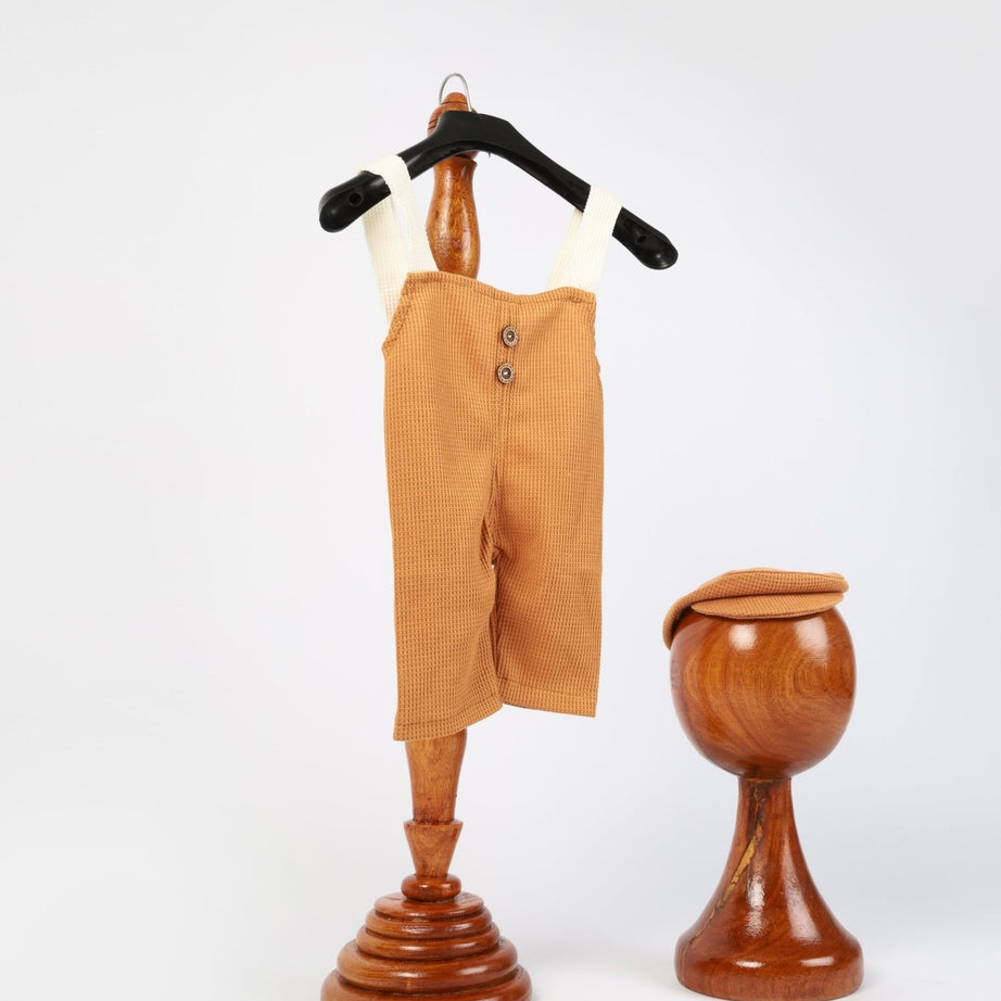 Rust Brown Newborn Photography Outfit – Baby Romper & Cap Set for 3 - 6 Months, Handmade Prop for Baby Photoshoots - Tiny Prop Store