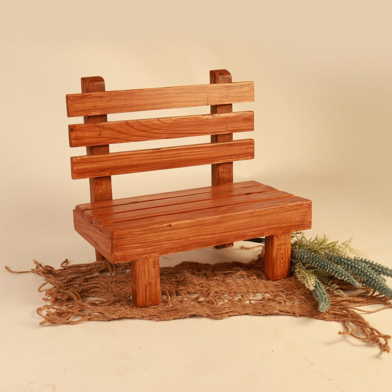 Wooden Baby Photography Bench – Rustic Newborn Baby & Kids Photoshoot Prop - Tiny Prop Store