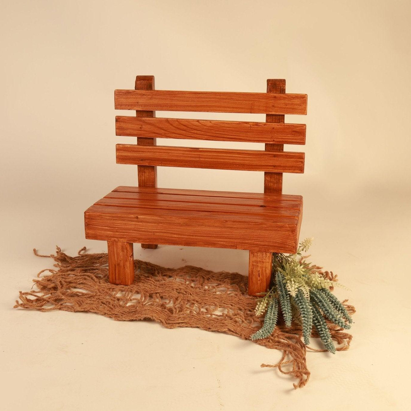 Wooden Baby Photography Bench – Rustic Newborn Baby & Kids Photoshoot Prop - Tiny Prop Store