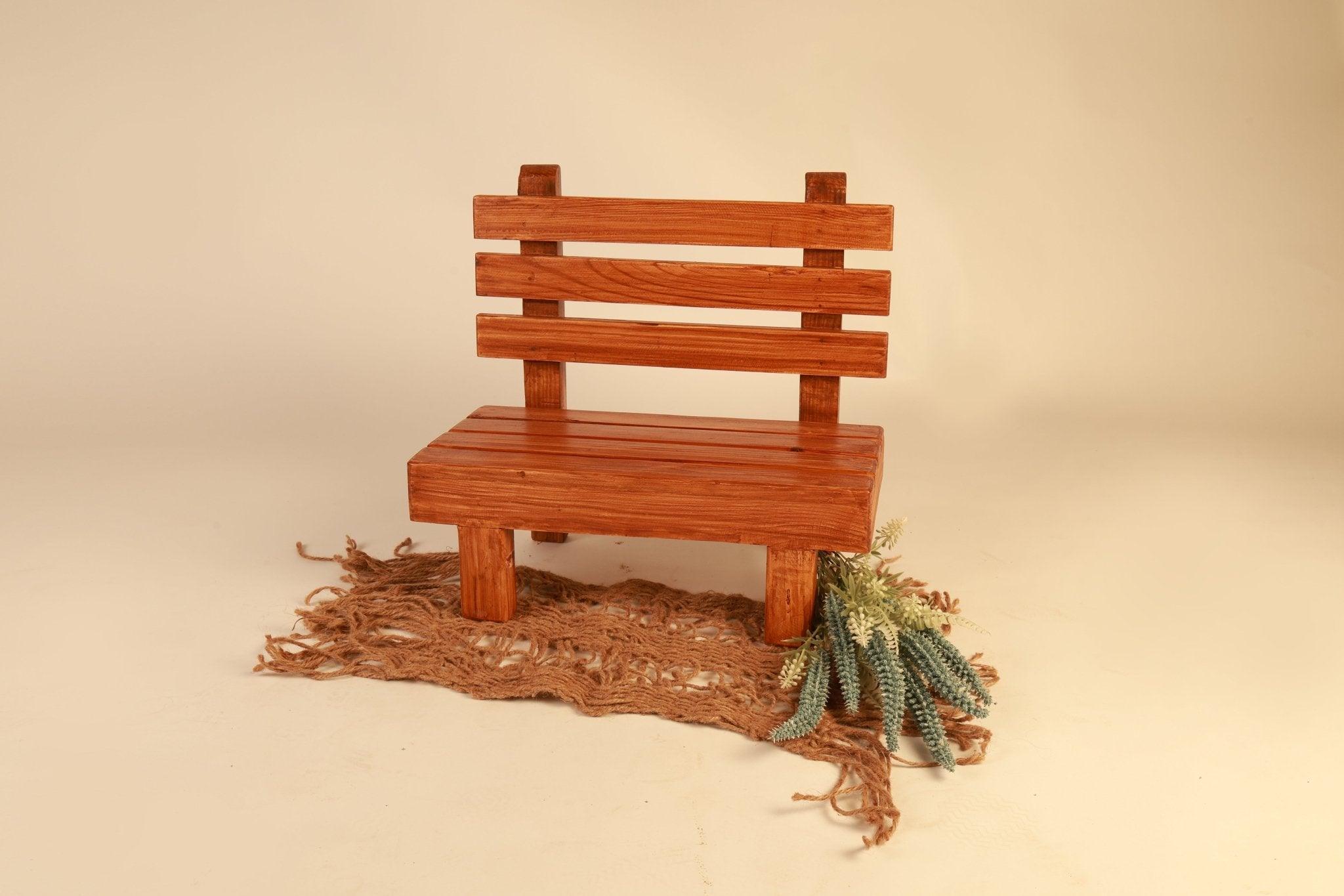Wooden Baby Photography Bench – Rustic Newborn Baby & Kids Photoshoot Prop - Tiny Prop Store