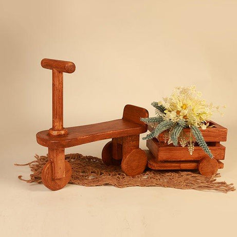 Wooden Scooter With Wagon - Baby Photography Prop - Tiny Prop Store